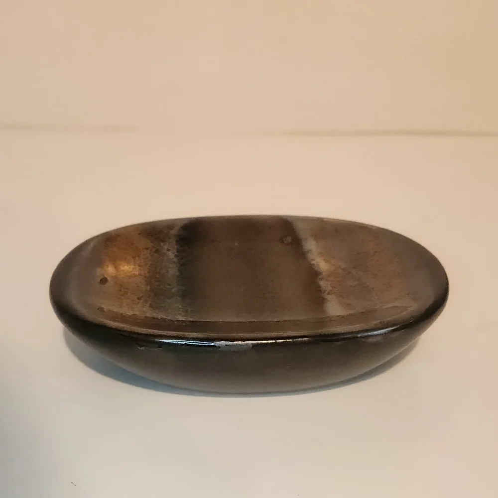 Ceramic Bronze/Brown Painted and Glazed Soap Dish